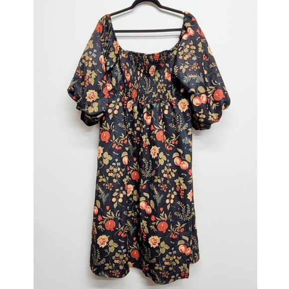 NWT Cider Curve Fruit & Floral On/Off Shoulder Slit Midi Dress 2XL - Picture 7 of 11